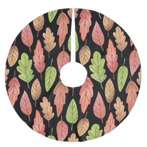 Watercolor autumn leaves seamless pattern brushed polyester tree skirt