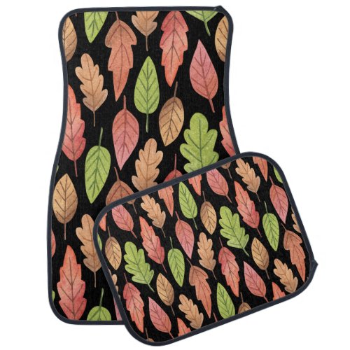 Watercolor autumn leaves seamless pattern car floor mat