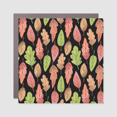Watercolor autumn leaves seamless pattern car magnet