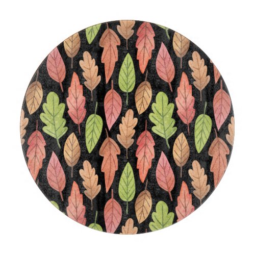 Watercolor autumn leaves seamless pattern cutting board