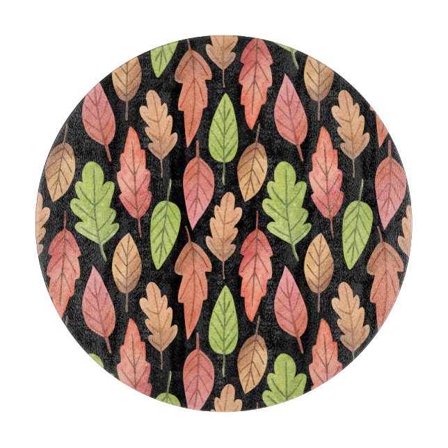 Watercolor autumn leaves: seamless pattern cutting board (Front)