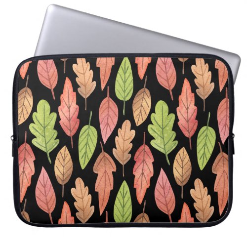 Watercolor autumn leaves seamless pattern laptop sleeve