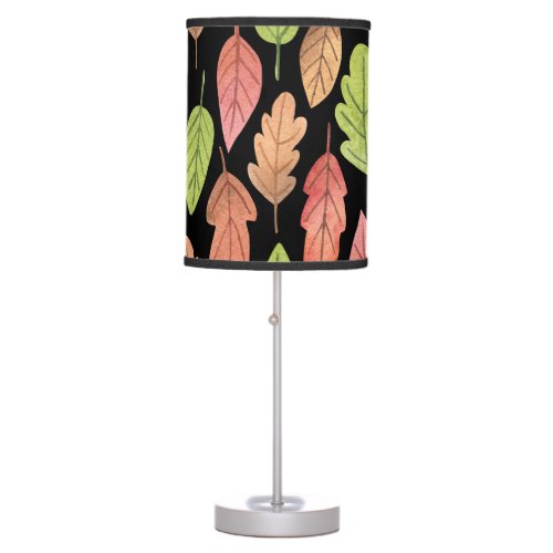 Watercolor autumn leaves seamless pattern table lamp