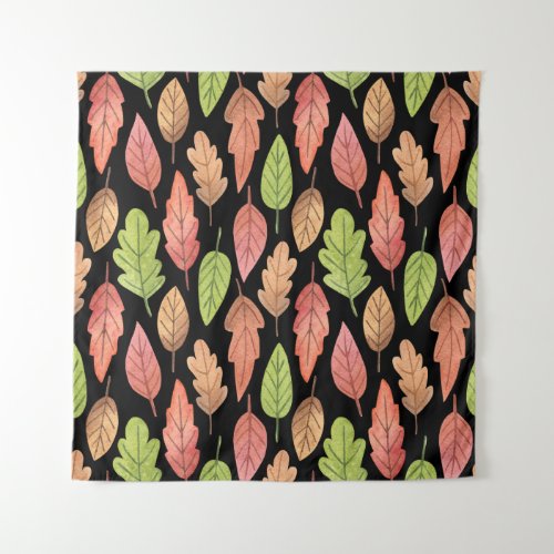 Watercolor autumn leaves seamless pattern tapestry