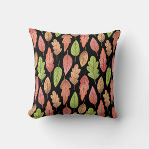 Watercolor autumn leaves: seamless pattern throw pillow