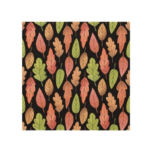 Watercolor autumn leaves seamless pattern wood wall art