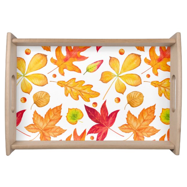 Watercolor Autumn Leaves Serving Tray (Front)