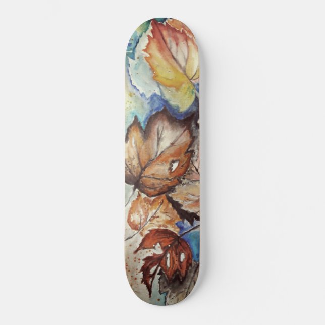 Watercolor - Autumn Leaves - Skateboard (Front)