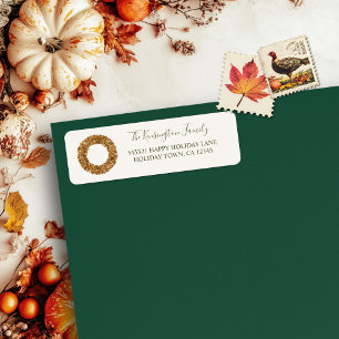 Watercolor Autumn Leaves Thanksgiving Wreath Label