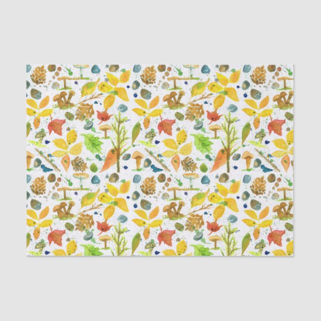 Watercolor Autumn Leaves Tissue Paper (Front)