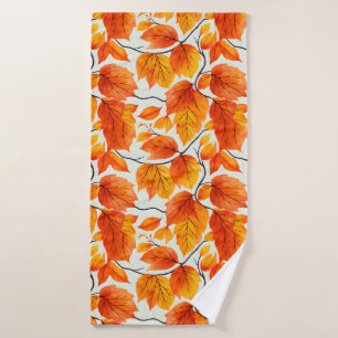 Watercolor Autumn Leaves – Vibrant Fall Foliage Bath Towel Set