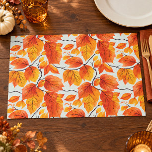 Watercolor Autumn Leaves – Vibrant Fall Foliage Cloth Placemat