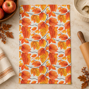 Watercolor Autumn Leaves – Vibrant Fall Foliage Kitchen Towel