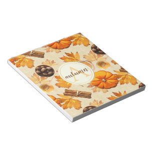 Watercolor Autumn Magic Vintage Scents Monogram Notepad