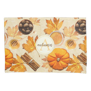 Watercolor Autumn Magic Vintage Scents Monogram Pillow Case