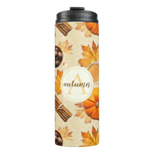 Watercolor Autumn Magic Vintage Scents Monogram Thermal Tumbler