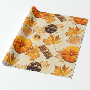 Watercolor Autumn Magic Vintage Scents Wrapping Paper