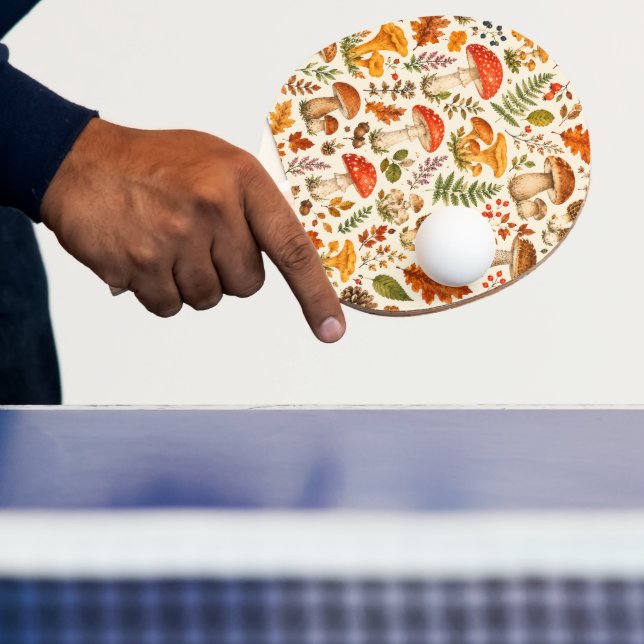 Watercolor Autumn Mushroom Pattern  Ping Pong Paddle (Insitu)