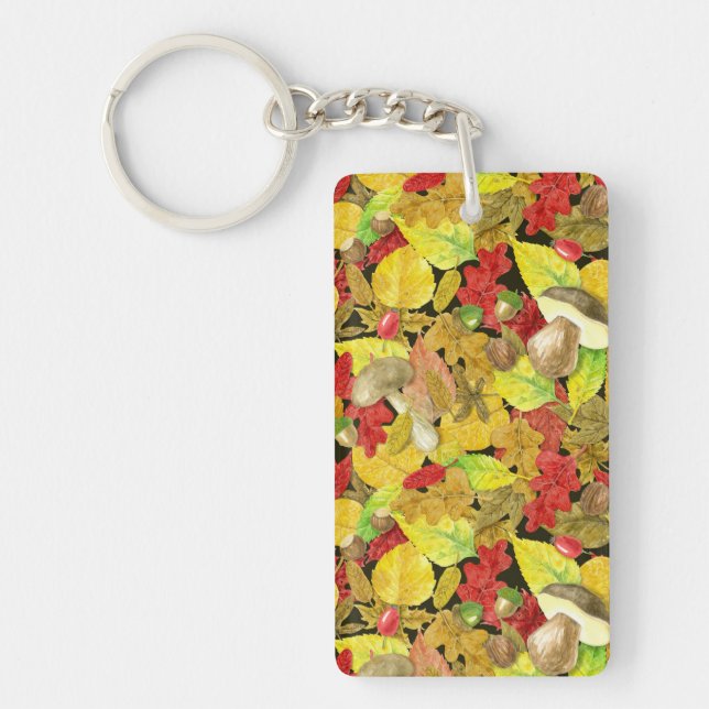 Watercolor autumn pattern keychain (Front)