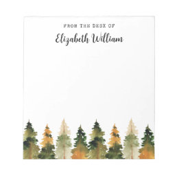 Watercolor Autumn Pine Trees Personalized  Notepad