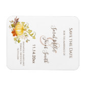 Watercolor Autumn Pumpkin and Leaves Save the Date Magnet (Horizontal)