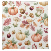 Watercolor Autumn Pumpkin and Mushroom