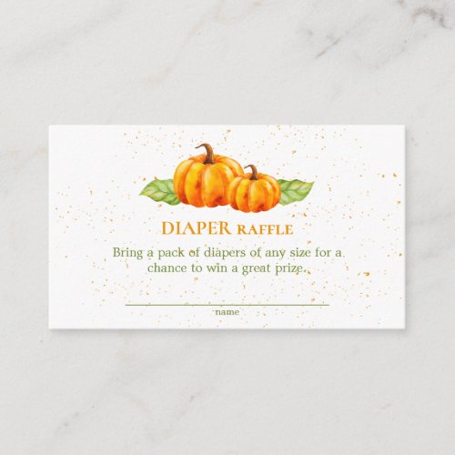 Watercolor Autumn Pumpkin Baby Diaper Raffle Enclosure Card