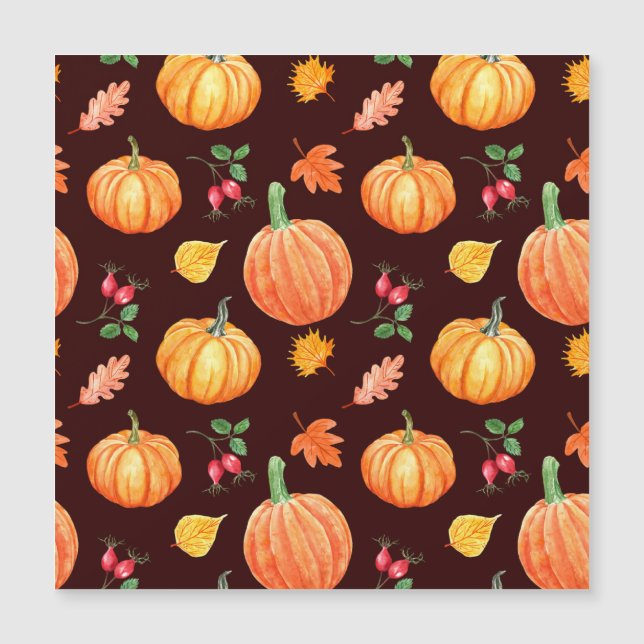 Watercolor Autumn Pumpkin Floral Pattern (Front)
