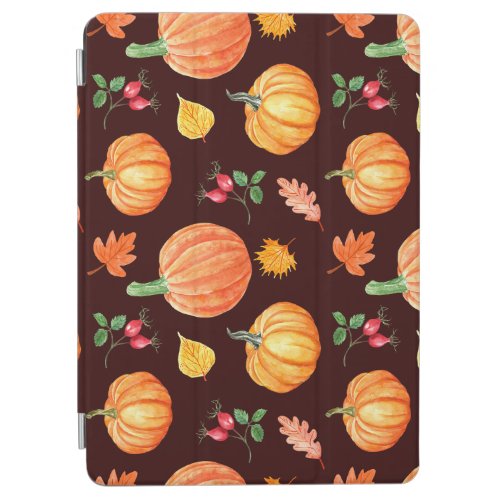 Watercolor Autumn Pumpkin Floral Pattern iPad Air Cover