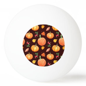 Watercolor Autumn Pumpkin Floral Pattern Ping Pong Ball