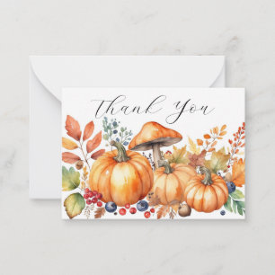 Watercolor Autumn Pumpkin Note Card
