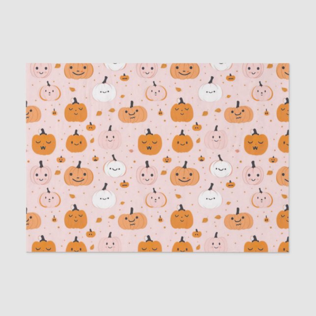 Watercolor Autumn Pumpkin Pattern Fall Decoupage Tissue Paper (Front)