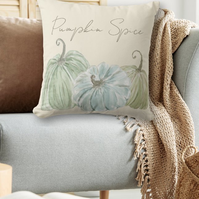 Watercolor Autumn Pumpkin Spice Throw Pillow (Creator Uploaded)