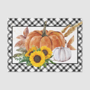 Watercolor Autumn Pumpkin Sunflowers Thanksgiving Tissue Paper