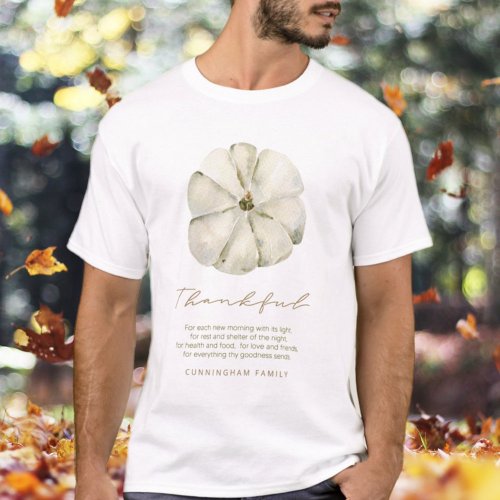 Watercolor Autumn Pumpkin Thankful Thanksgiving T_Shirt