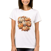 Watercolor Autumn Pumpkins with Leaves