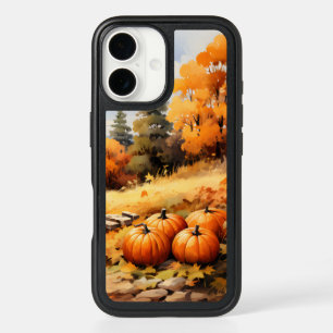 Watercolor Autumn Road Pumpkin Falling Leaves iPhone 16 Case