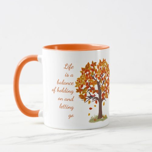 Watercolor Autumn Tree Life is Balance Quote  Mug