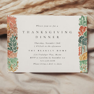 Watercolor Autumn Trees Thanksgiving Dinner Invitation