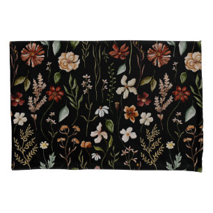 Watercolor Autumn Wildflower Garden Floral Pattern Pillow Case