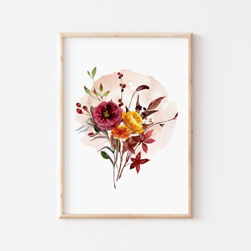 Watercolor Autumn Wildflower  Poster