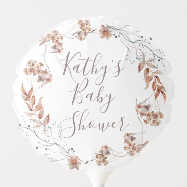 Watercolor Autumn Wildflowers Balloon Party (Front)