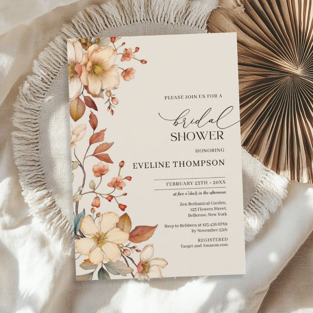 Watercolor autumn wildflowers bridal shower invitation (Watercolor autumn wildflowers bridal shower invitation)