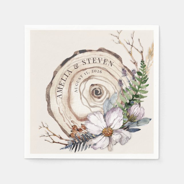 Watercolor Autumn | Woodland Wedding  Napkins (Front)