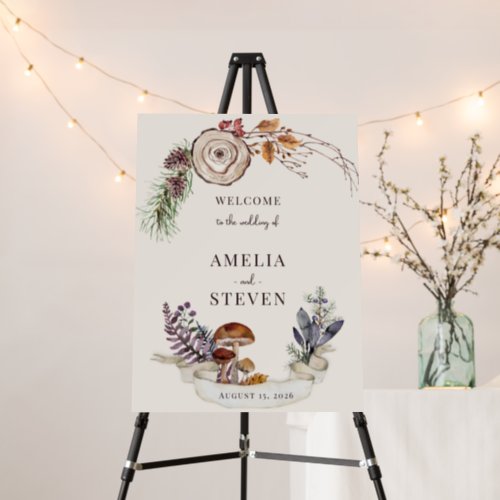 Watercolor Autumn  Woodland Wedding Welcome Sign