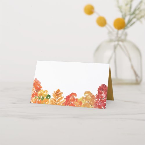 Watercolor Autumn Woodlands Fall Wedding Place Card
