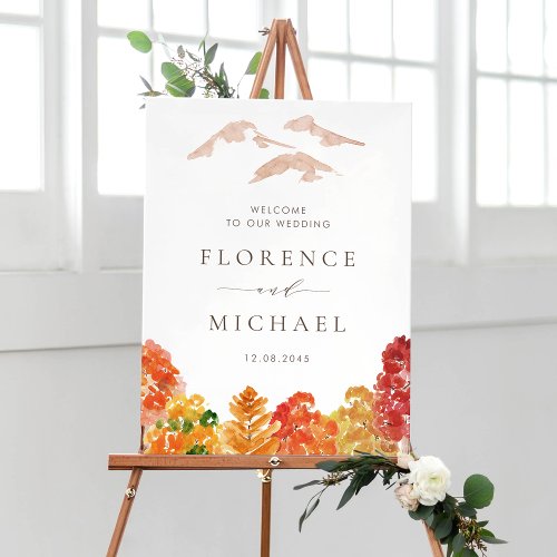Watercolor Autumn Woodlands Fall Wedding Welcome Poster