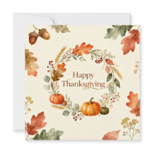 Watercolor Autumn Wreath Happy Thanksgiving