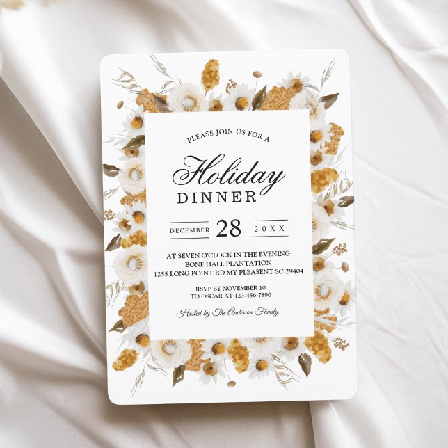 Watercolor Autumn Yellow & White Floral Frame Invitation (Creator Uploaded)