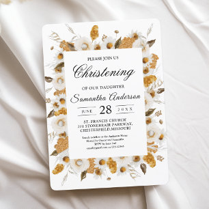 Watercolor Autumn Yellow & White Floral Frame Invitation